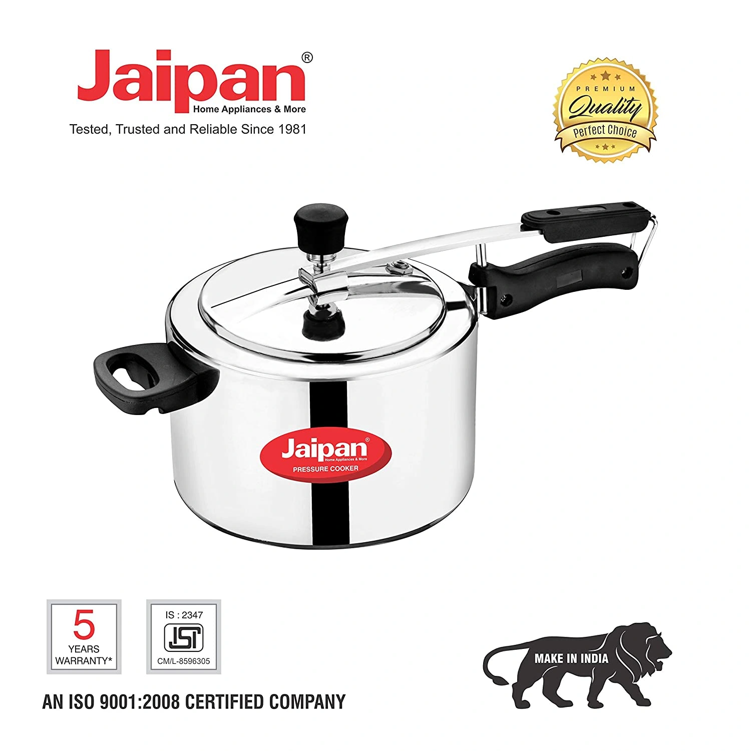 Jaipan  Classic Aluminum 5 Ltr Pressure Cooker Inner Lid-3