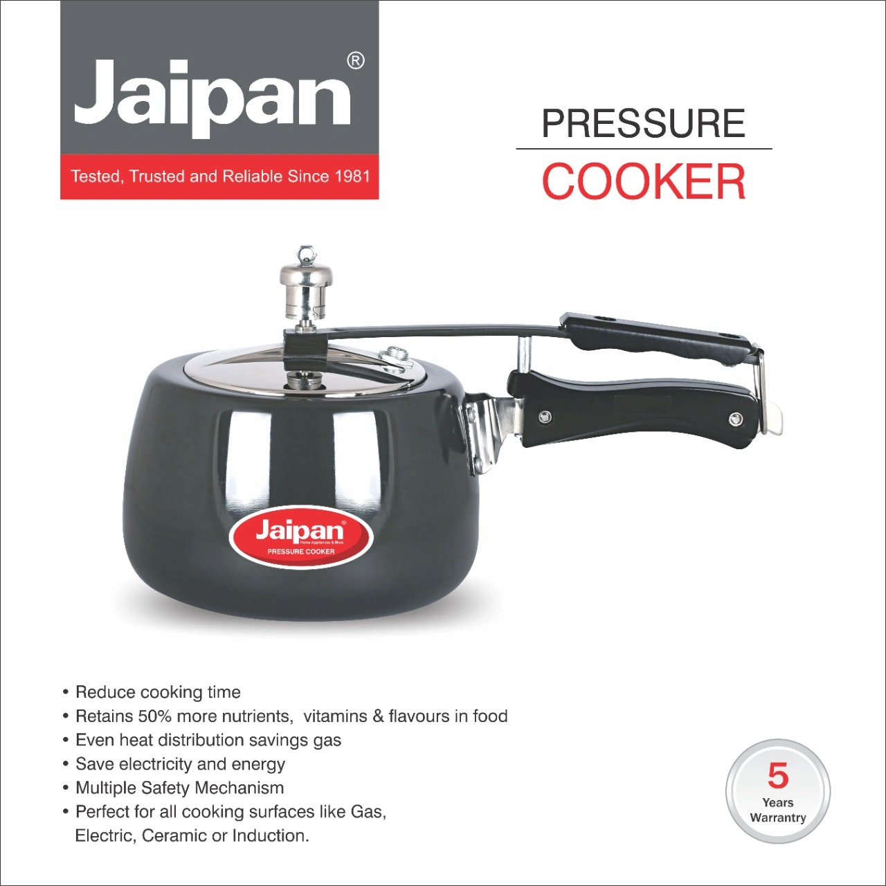 Jaipan Black Beauty 2 Ltr Hard Anodised Contura Pressure Cooker inner lid-1