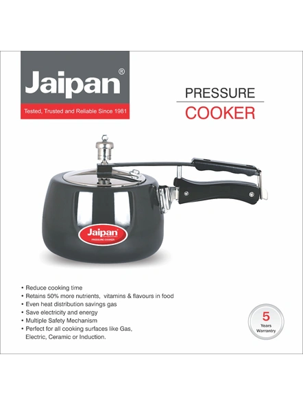 Jaipan Black Beauty 2 Ltr Hard Anodised Contura Pressure Cooker inner lid-1