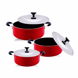 jaipan florise 3 pcs non stick casserole set with 3 ss lids