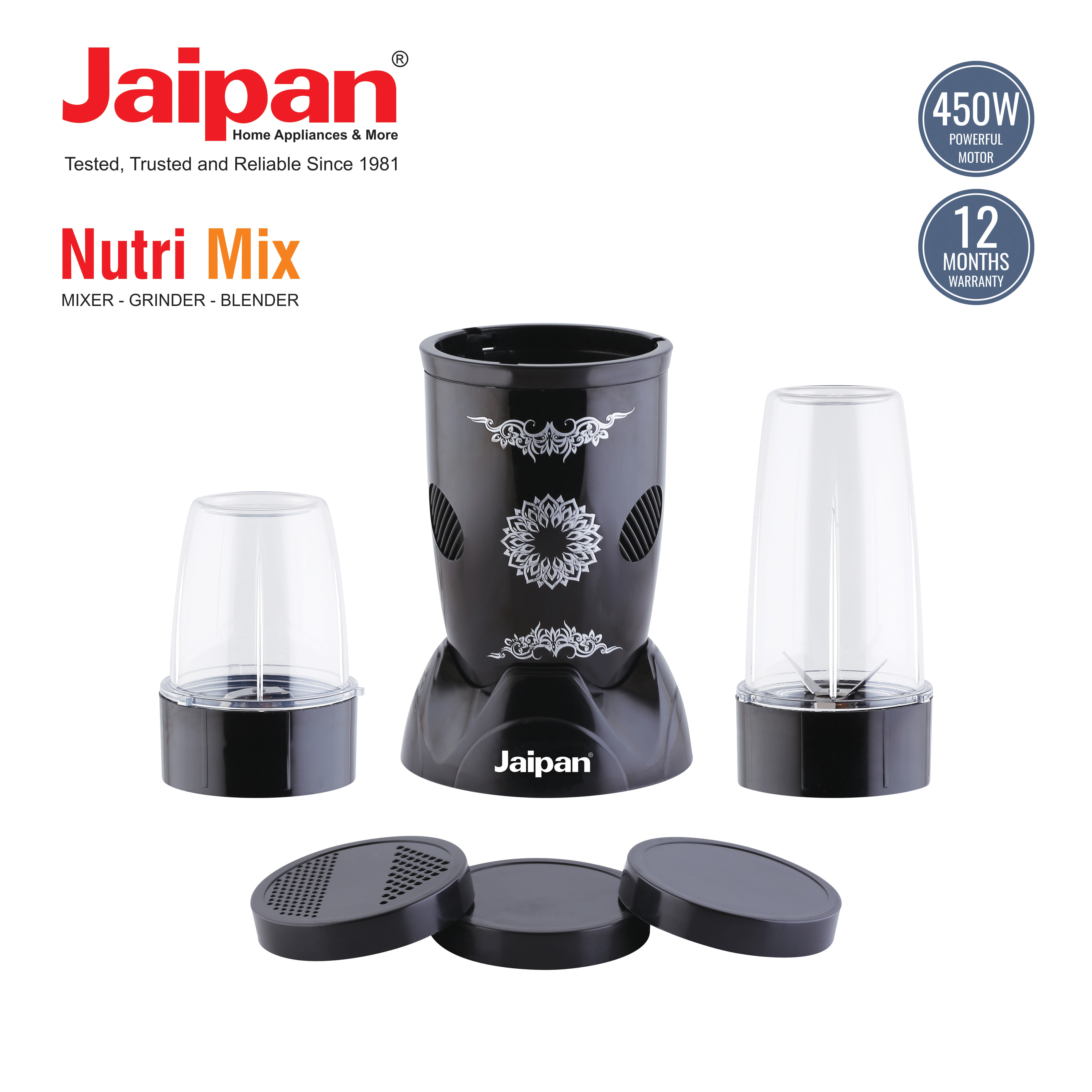 Summercool Nutri Max 450 Watt  450 Juicer Mixer Grinder (2 Jars