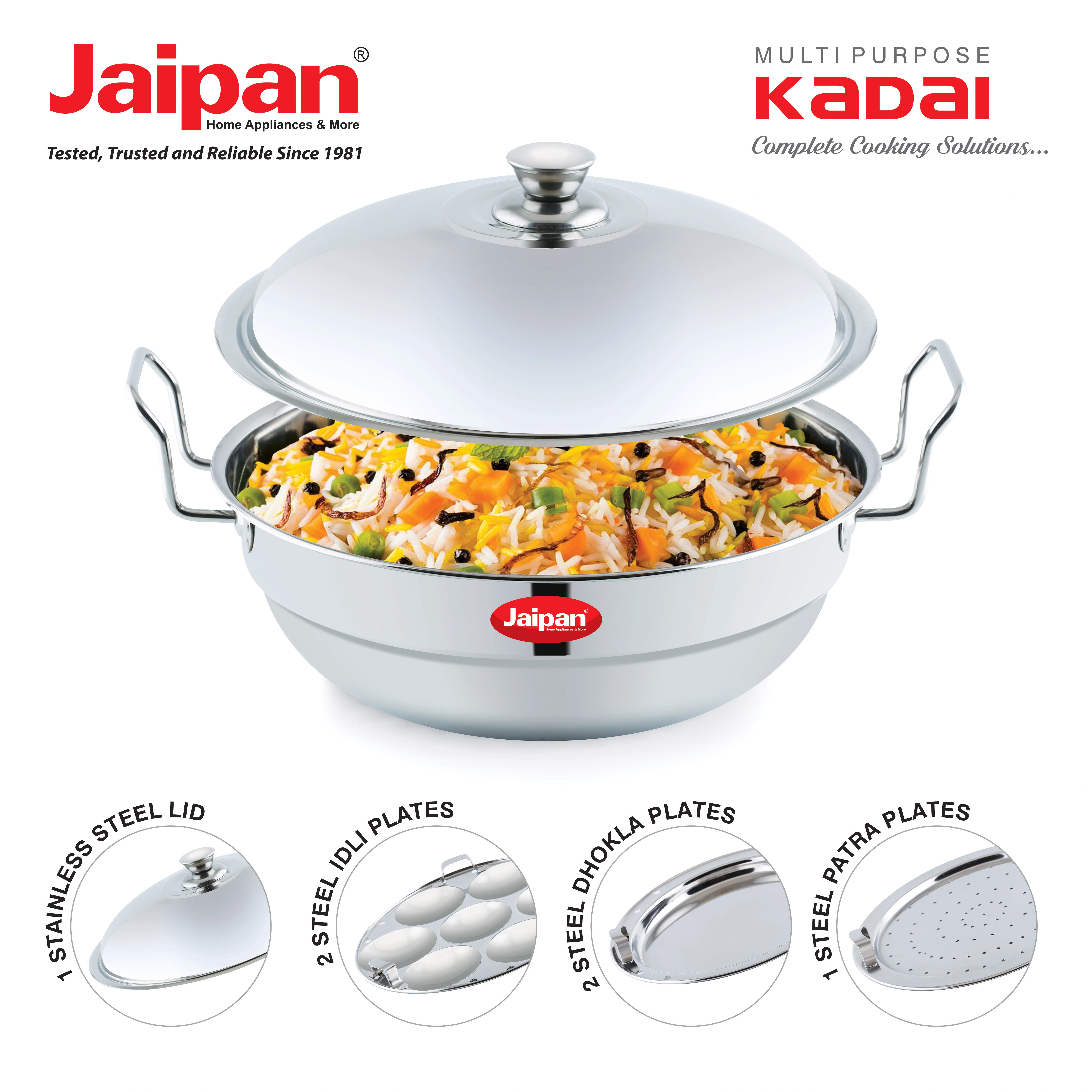 Jaipan Multipurpose Kadhai with SS Lid-5Pieces-1