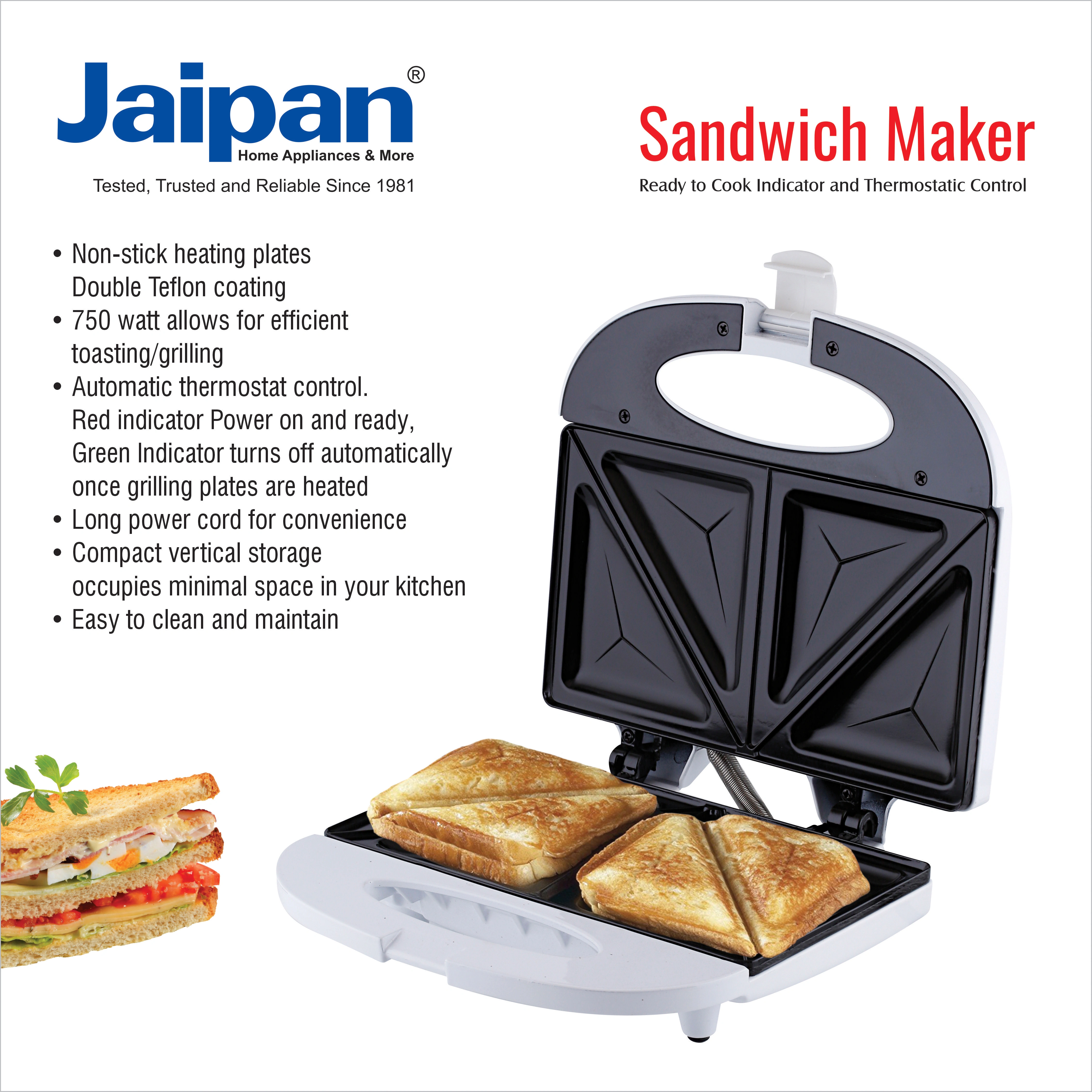 Jaipan Sandwich Maker 750watts (JIC 626)-3