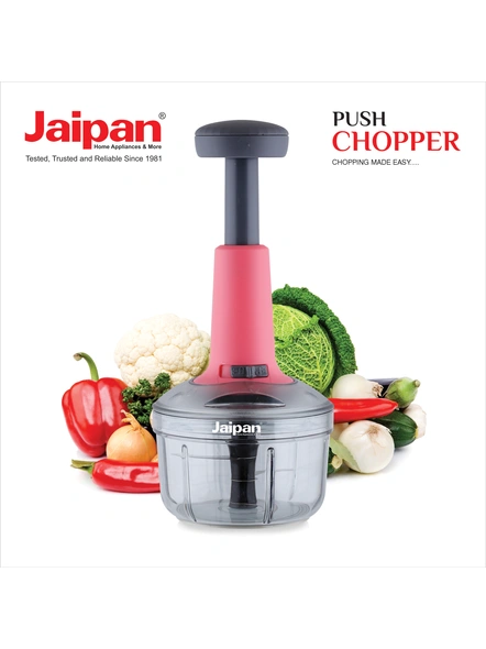 Jaipan Push 'N' Chop Vegetable Chopper, Onion Chopper, Garlic Chopper Hand Chopper ( Grey)-Pink-4