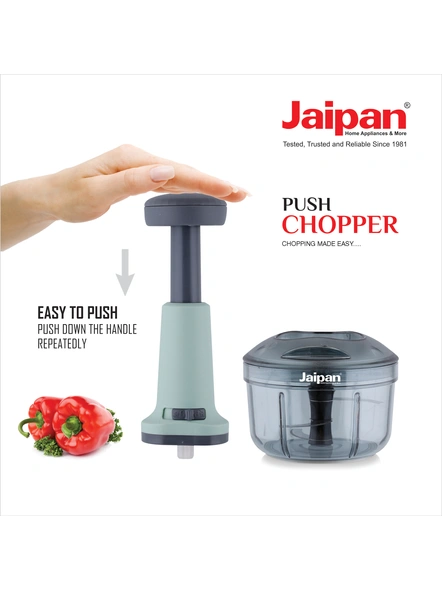 Jaipan Push 'N' Chop Vegetable Chopper, Onion Chopper, Garlic Chopper Hand Chopper ( Grey)-Light Green-2