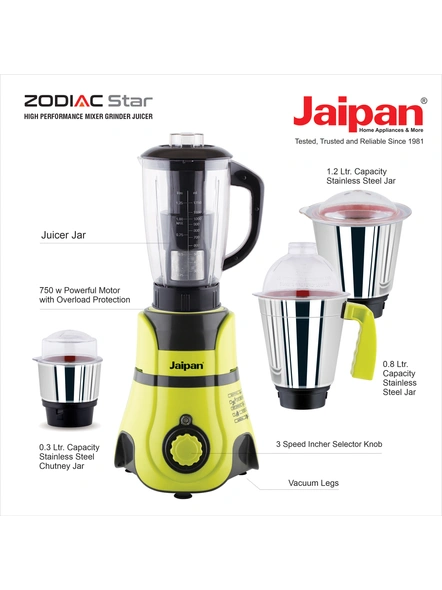 Jaipan (Zodiac) Mixer 850 watts with 4 jar-4