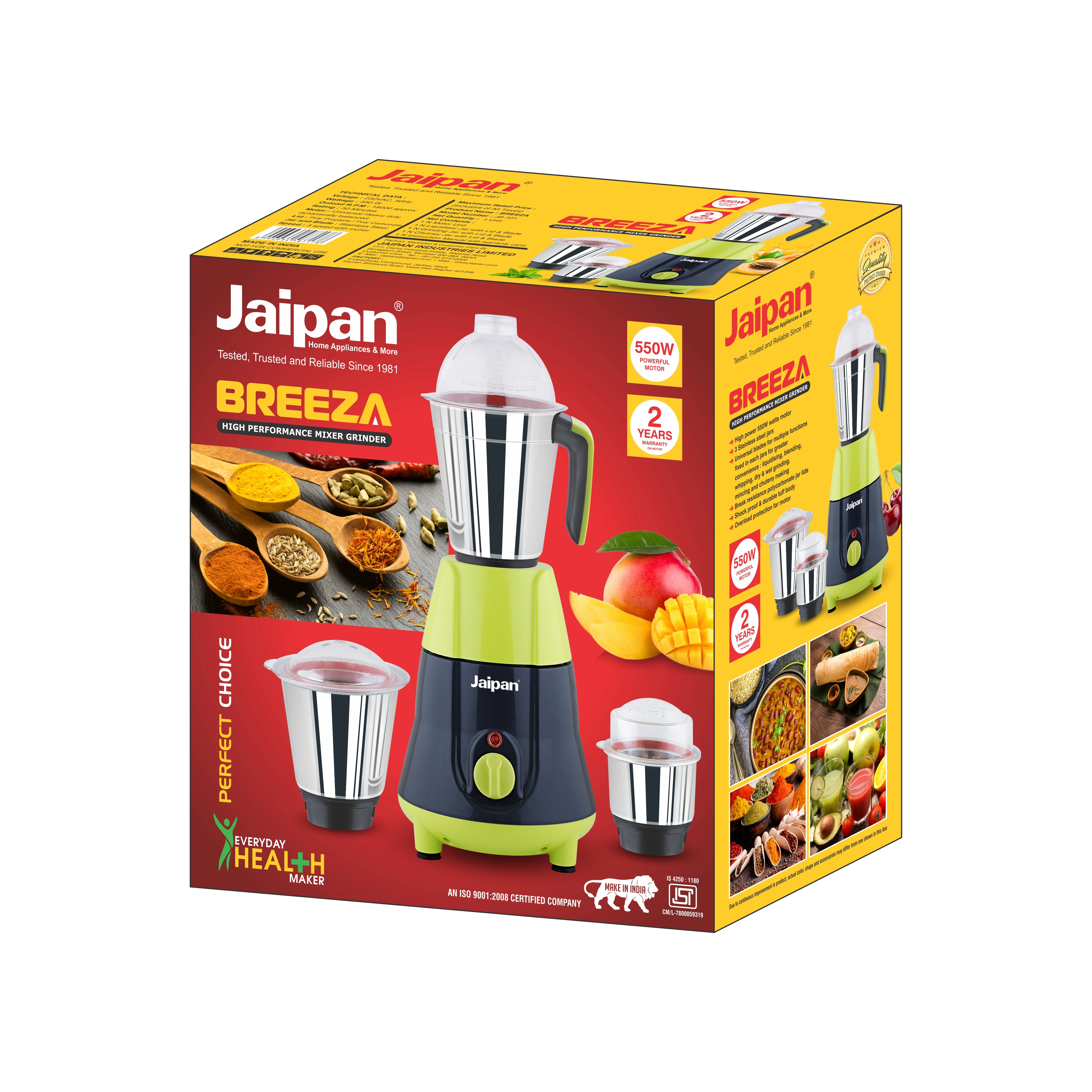 Jaipan Breeza Mixer Grinder 550watts-6