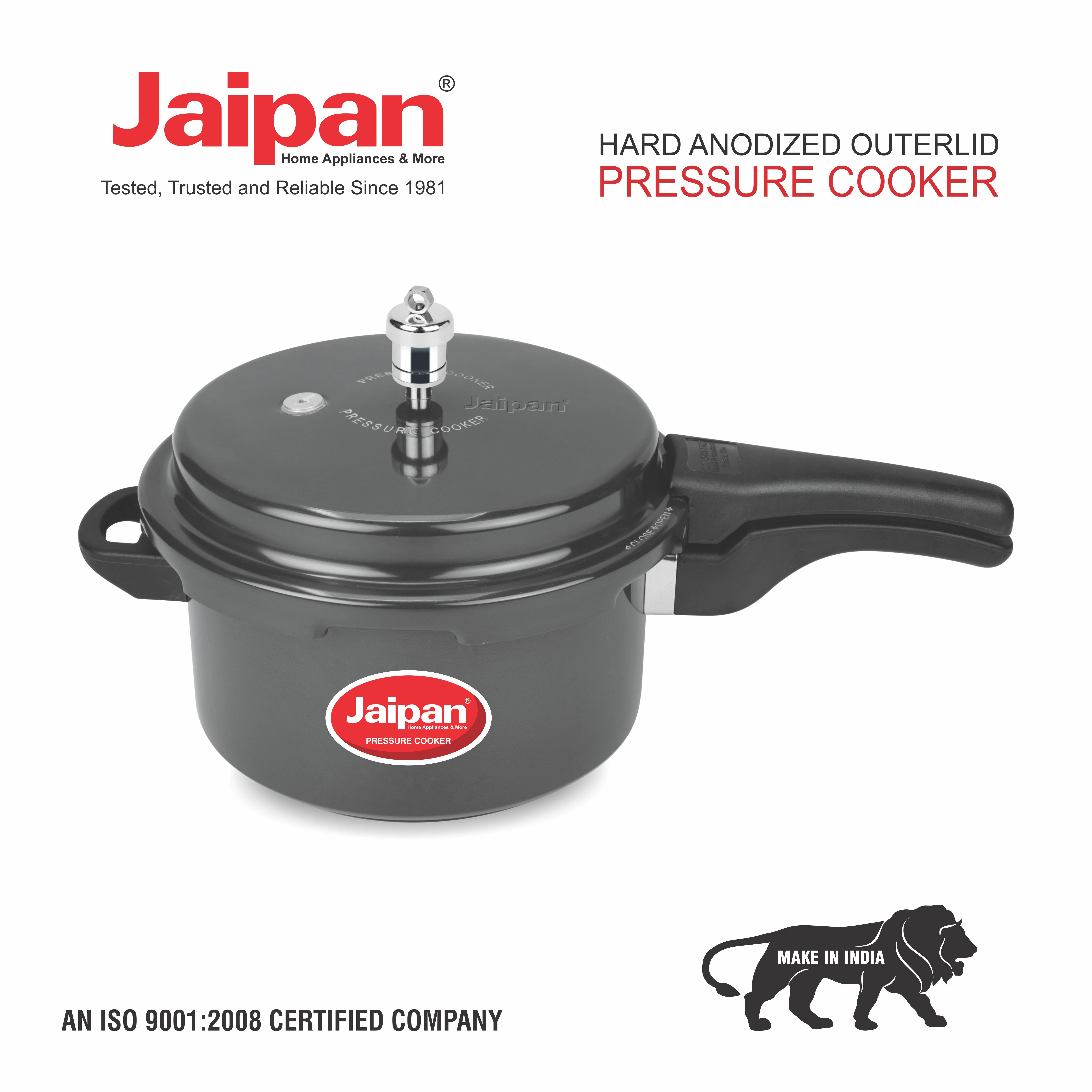 Jaipan Black Pearl 3 Ltr Hard Anodised Black Pressure Cooker outer lid-3