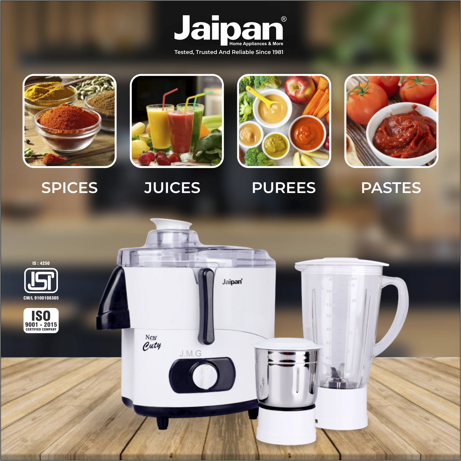 Jaipan 2 Jar Cuty Juicer Mixer Grinder-3