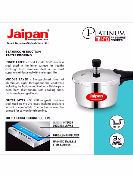 Jaipan Platinum Triply Pressure Cooker Outer Lid 1.5-3