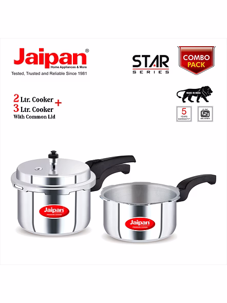 Jaipan Star Combi Pressure Cooker  Pack 2 Ltr + 3 Ltr with Common Lid-4