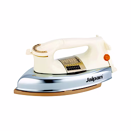 jaipan nexa 1000 watt heavy weight dry iron | 1.65 kg | golden sole plate | temperature control knob | 2 years manufacturer warranty | ivory & gold colour