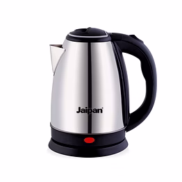 jaipan electric kettle | 1.8 litre capacity | stainless steel body | 1500 watts | silver & black colour | 1 year warranty