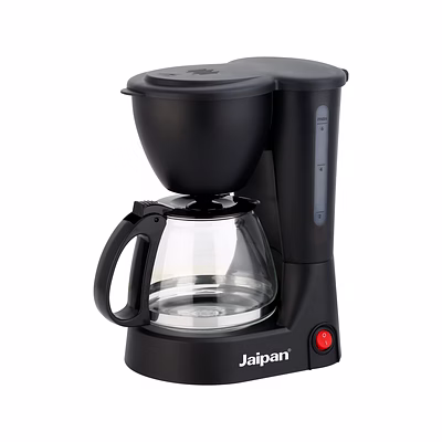 jaipan coffee machine for home & office | 600w | 6 cups at a time | anti-drip system | borosilicate glass carafe | compact design | 1-year warranty
