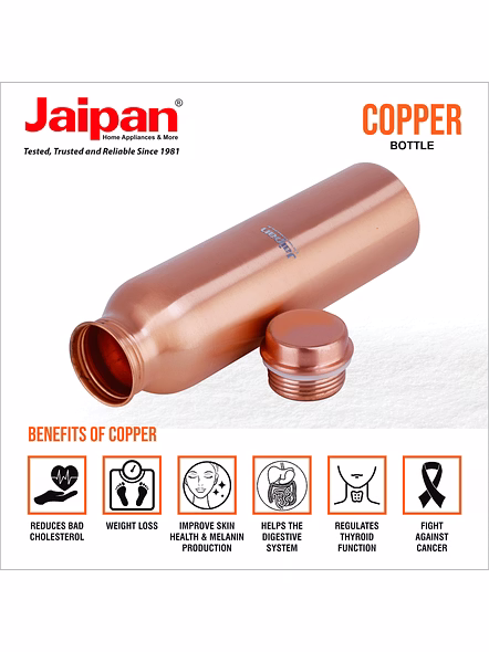 Jaipan 1000ml Pure Copper Water Bottle Leak Proof &amp; Rust Proof Water Bottle-3