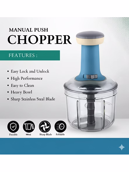 Jaipan Push 'N' Chop Vegetable Chopper, Onion Chopper, Garlic Chopper Hand Chopper ( Grey)-Light Green-4