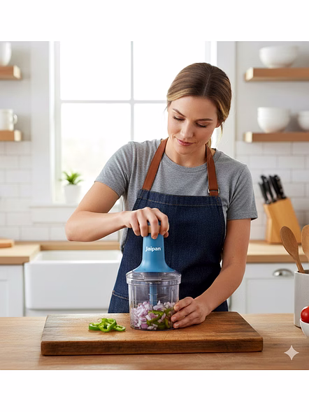 Jaipan Push 'N' Chop Vegetable Chopper, Onion Chopper, Garlic Chopper Hand Chopper ( Grey)-Light Green-1