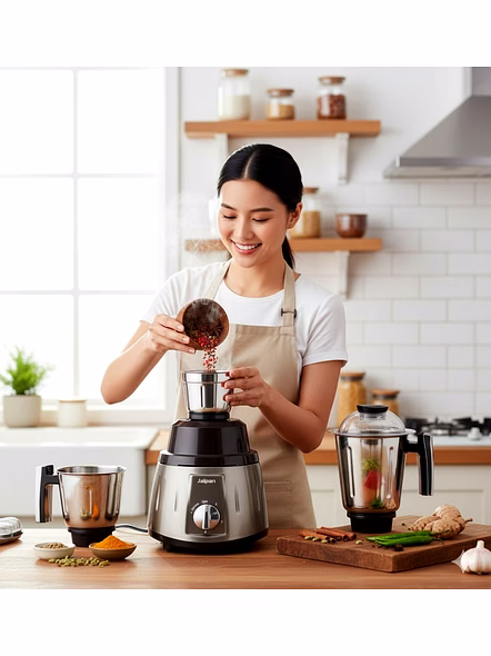Jaipan Big Bull 1100 Watt Mixer Grinder | 3 Stainless Steel Jars | ABS Body | Heavy Duty Motor | 3 Years Manufacturer's Warranty | Black &amp; Bronze Metallic Colour-4