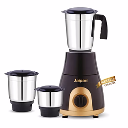 jaipan nexon mixer grinder 550 watts | 3 stainless steel jars | universal blades | abs body | 2 years warranty | black & golden colour.