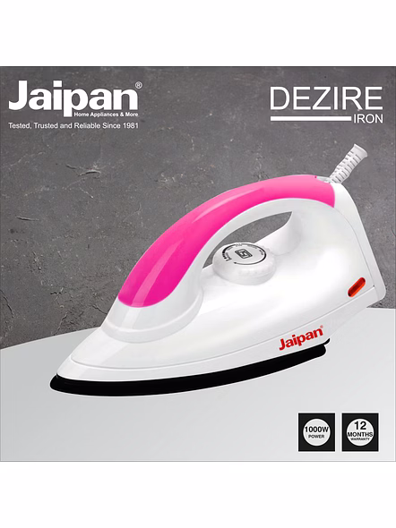 Jaipan Dezire 1000 Watt Dry Iron | Non-Stick Sole Plate | Pilot Indicator | Energy Saving | 2 Years Manufacturer Warranty | White &amp; Maroon Colour-4