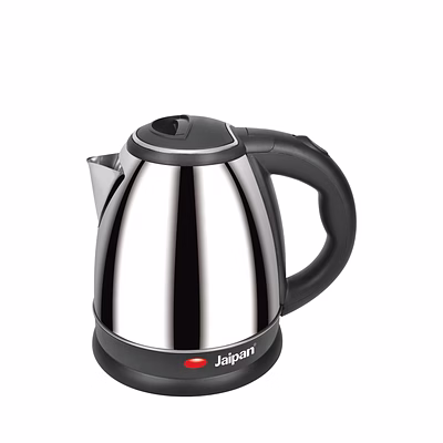 jaipan electric kettle | 1.5 litre capacity | auto shut-off | stainless steel body | 1500 watts | silver & black colour | 1 year warranty