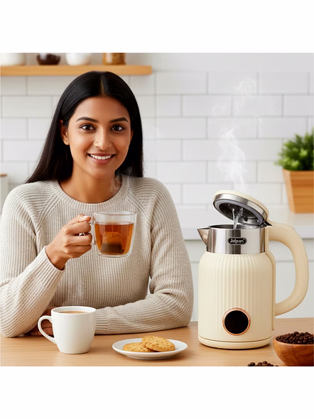 Jaipan Cool Touch Electric Kettle | 1500 Watts | 1.8 Litre Capacity | Cool Touch Body | Auto Shut-Off | 1 Year Warranty | Cream Colour-4