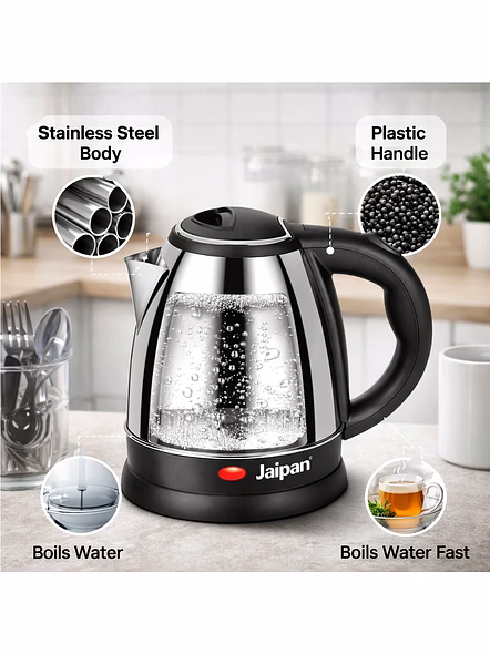 Jaipan Electric Kettle | 1.8 Litre Capacity | Stainless Steel Body | 1500 Watts | Silver &amp; Black Colour | 1 year warranty-9