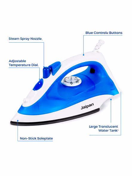Jaipan Ultra 1200 Watt Steam Iron | Powerful Steam | Non-Stick Sole Plate | Vertical Ironing | 12 Months Manufacturer Warranty | Blue &amp; White Colour-1