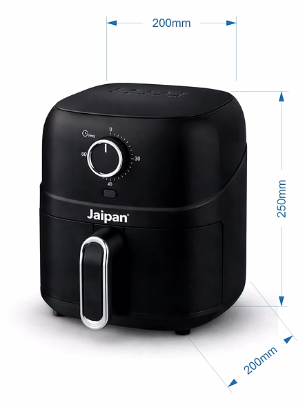 Jaipan Manual Air Fryer, 360° High Speed Air Circulation Technology 1800 W with Non-Stick 3.2 L Basket (Black)-3