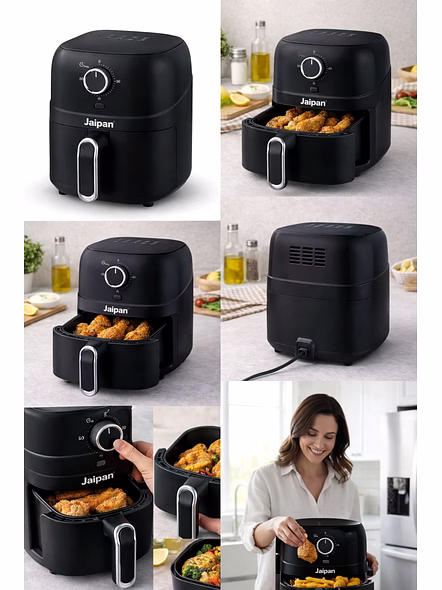 Jaipan Manual Air Fryer, 360° High Speed Air Circulation Technology 1800 W with Non-Stick 3.2 L Basket (Black)-1