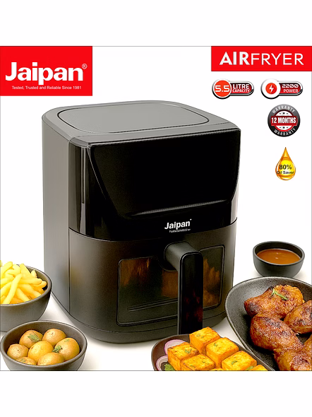 Jaipan 5.5 L Digital Air Fryer with Touch Control | Oil-Free Cooking | Digital Display | Large Capacity | Adjustable Temperature &amp; Timer | Black-4
