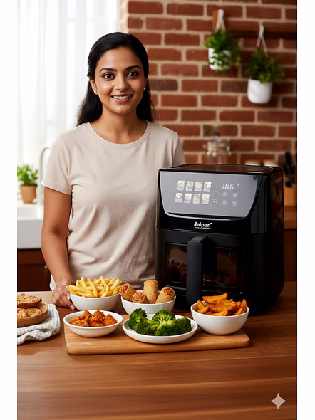 Jaipan 5.5 L Digital Air Fryer with Touch Control | Oil-Free Cooking | Digital Display | Large Capacity | Adjustable Temperature &amp; Timer | Black-1