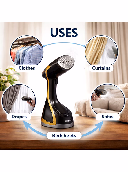 Jaipan Garment Steamer, Wrinkle Remover, Iron, Fast Heat, 180 ML Water Tank, 1600W, Detachable Fabric Brush (Black &amp; Grey)-3