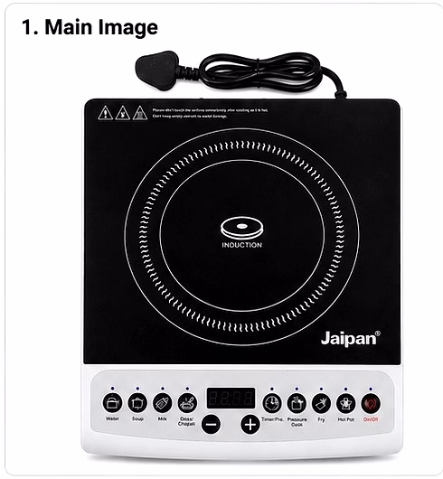 jaipan jic-1220 induction cooktop 2000 watts with black crystal glass top | 7 preset cooking modes | digital display | energy efficient induction cooker | touch button control | black