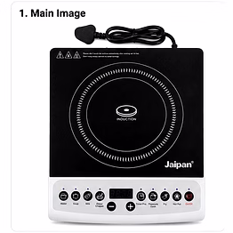 jaipan jic-1220 induction cooktop 2000 watts with black crystal glass top | 7 preset cooking modes | digital display | energy efficient induction cooker | touch button control | black