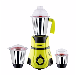 jaipan prince 850 watts mixer grinder with 3 ss jars (1.20l liquidizing, 0.70l multi-purpose, 0.40l chutney) for heavy duty grinding | virgin abs body | 2 years warranty (bright green and black)