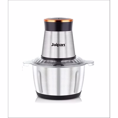 jaipan bullet electric chopper 450w with 2l stainless steel bowl | multipurpose food chopper for chopping, mincing, grinding & pureeing | powerful motor | sharp ss blades | silver & black