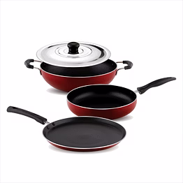 jaipan royal series 3pcs gift set with ss lid, induction bottom - premium stainless steel cookware