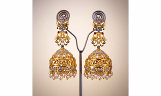 American Diamond Earrings - 24K Gold Plated White CZ Stone Studs for Women