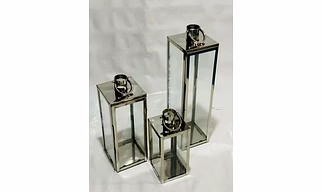 Decorous Stainless Steel Silver Candle Lantern - Elegant Outdoor Lighting