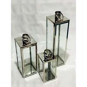 Decorous Stainless Steel Silver Candle Lantern - Elegant Outdoor Lighting