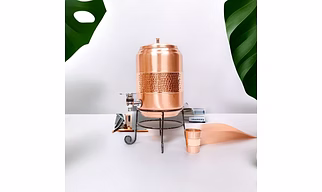 Pure Copper Dispenser with Stand - Hammered Finish