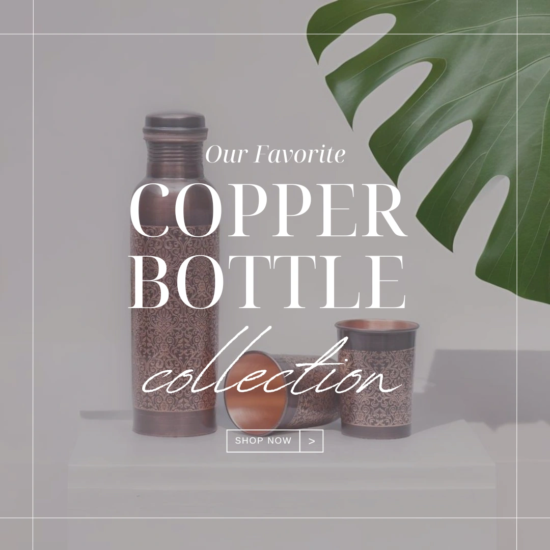 Antique Engraved Pure Copper Water Bottle - Elegant &amp; Functional Hydration-12638380