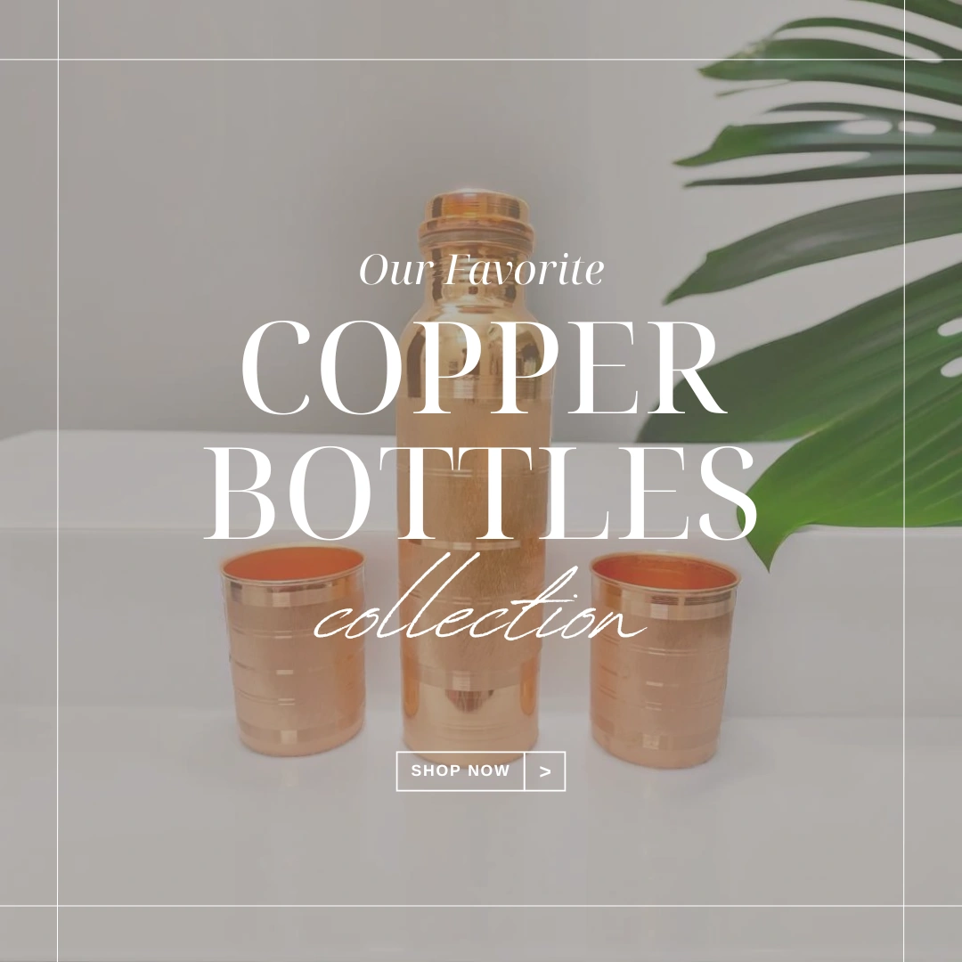 Pure Copper Water Bottle &amp; 2 Glasses Set – Black Antique Engraving Design-12638384