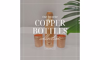 Pure Copper Water Bottle & 2 Glasses Set – Black Antique Engraving Design
