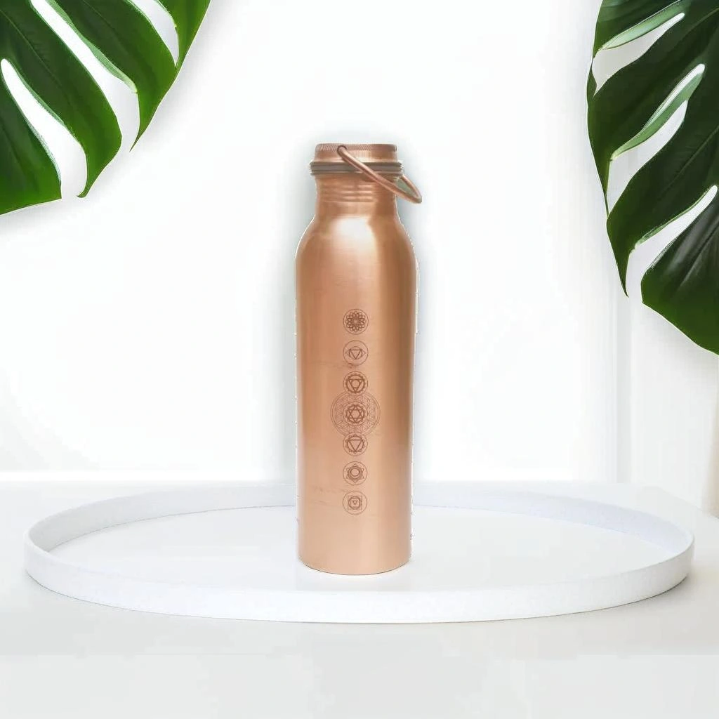 Pure Copper Water Bottle 7 CHAKRA - Holistic Wellness Hydration-2