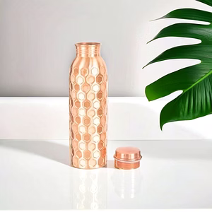 Diamond Copper Water Bottle - 1000 ML Capacity | Antibacterial Properties