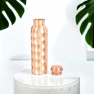 Diamond Copper Water Bottle - 1000 ML Capacity | Antibacterial Properties