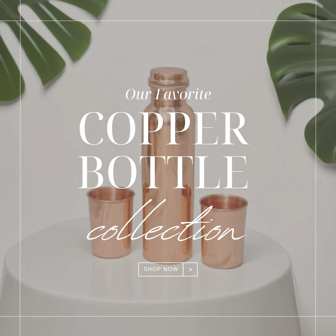 Pure Copper Water Bottle Set with 2 Copper Glass-12638406