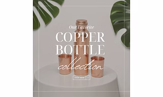 Pure Copper Water Bottle Set with 2 Copper Glass